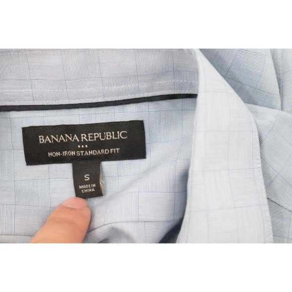 NWT Banana republic shirt Mens small non iron long sleeve button up plaid cotton - Picture 11 of 13